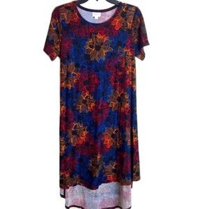 Lularoe floral colorful stretch Carly T-shirt dress size small